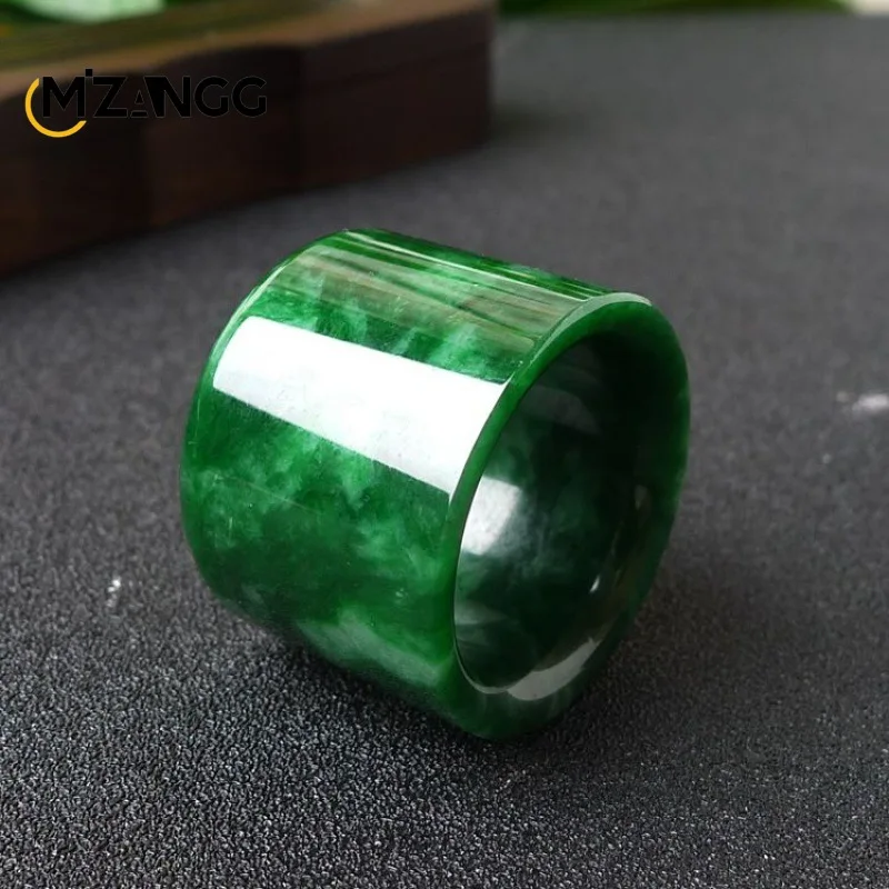 Men'S Fashion Rings - Natural Myanmar Jadeite Ring Chinese Carving