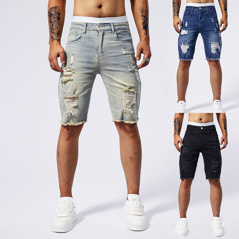 Men'S Fashion Pants 2025 - 2025 Summer New Men's Ripped Denim