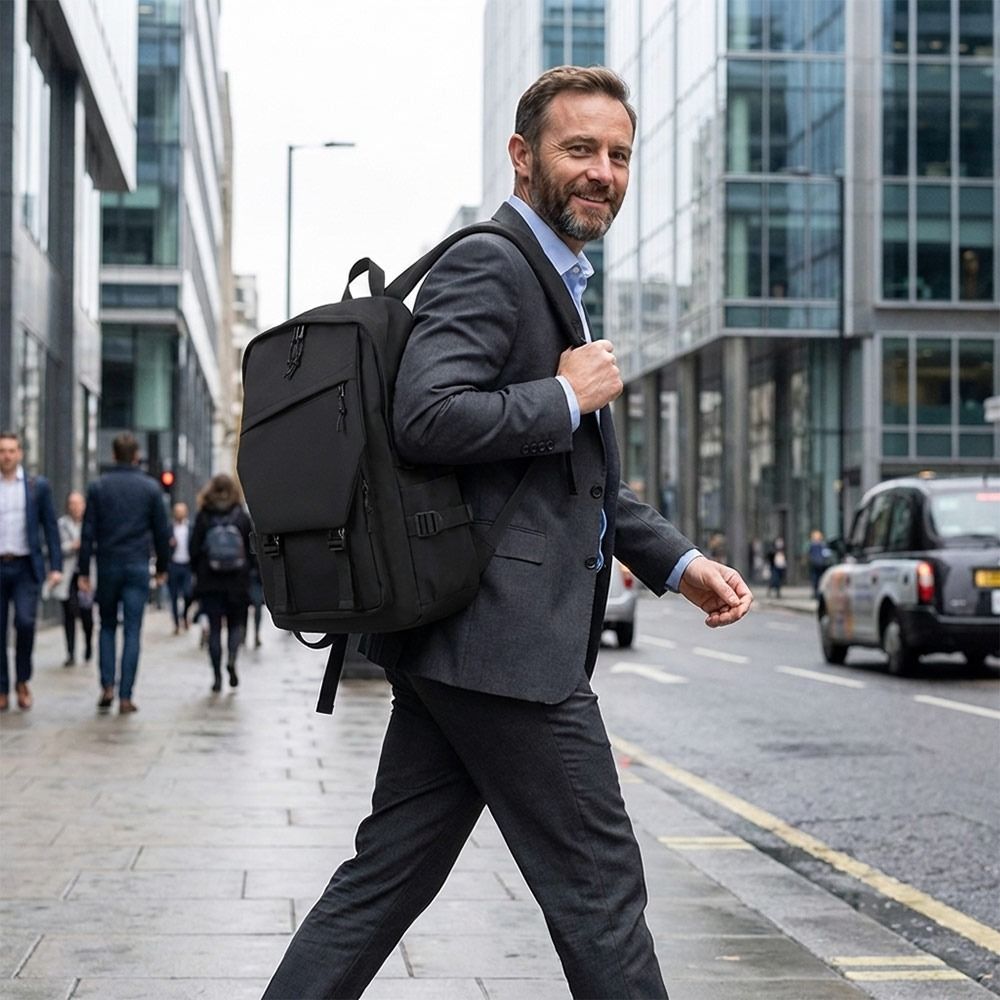 Mens Fashion Blog - Fashion Business Men's Backpack Black Lightweight
