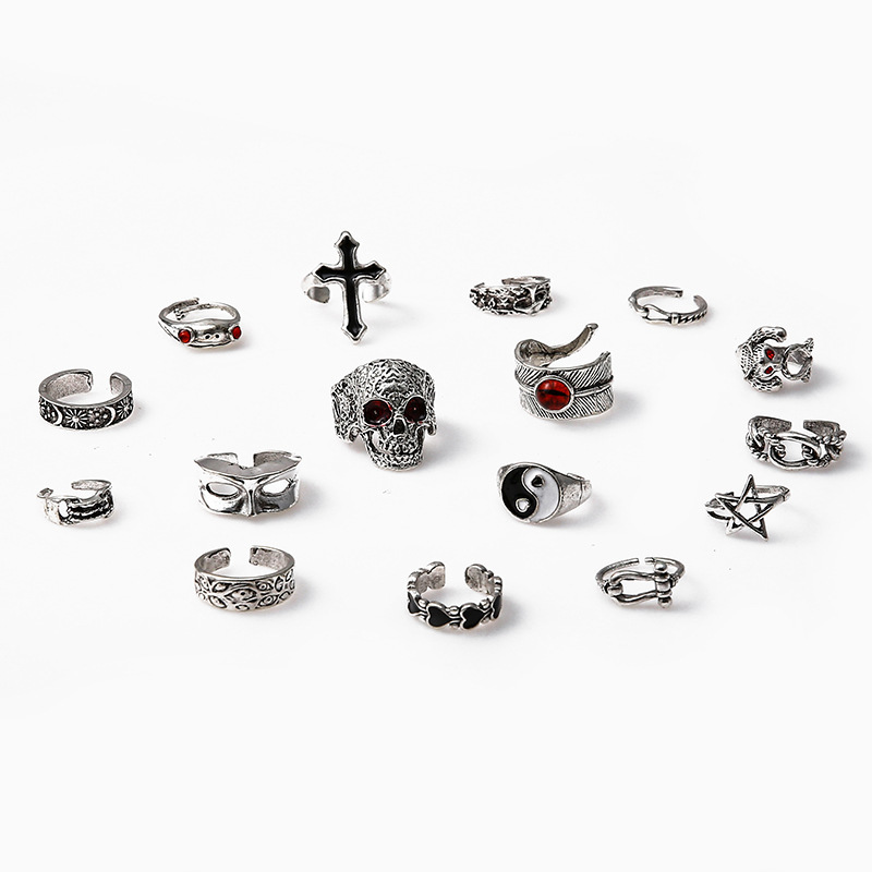 Men'S Fashion Lk - 10/20/30/50Pieces Punk Gothic Eye Skull Rings