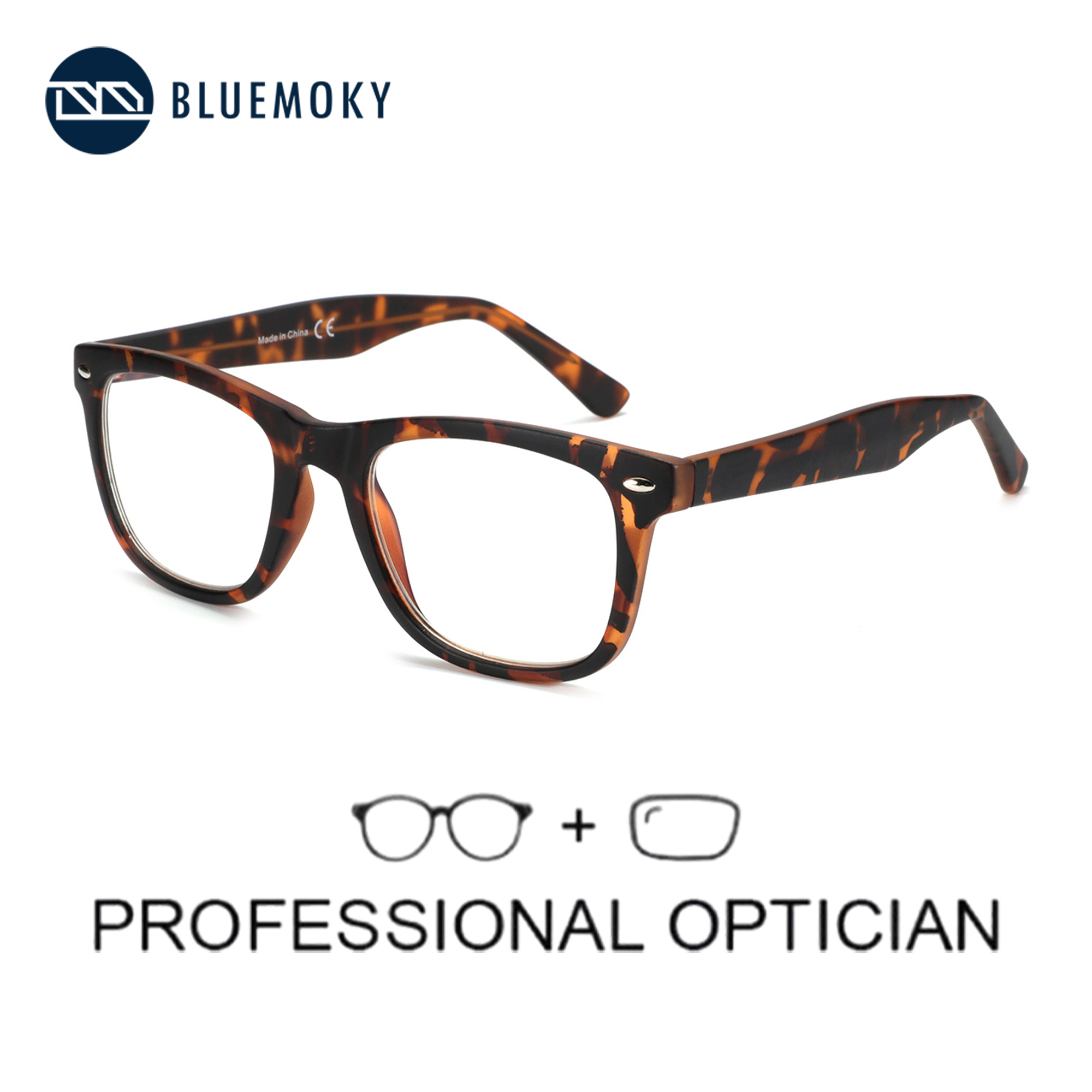 Mens Fashion Reading Glasses - BLUEMOKY Fashion Square Prescription Glasses Men