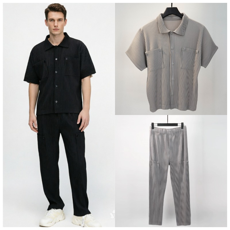Men'S Fashion 2026 - Miyake Pleated Shirt Set Plisse Men