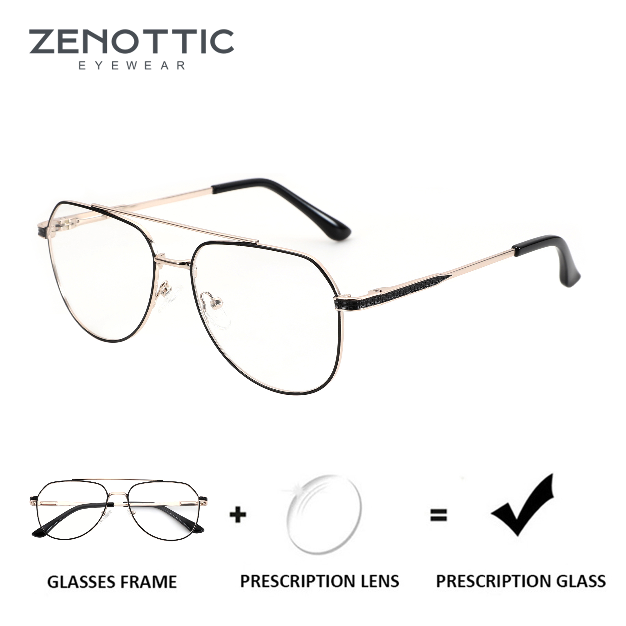 Mens Fashion Reading Glasses - ZENOTTIC 2026 Fashion Aviator Prescription Eyeglasses