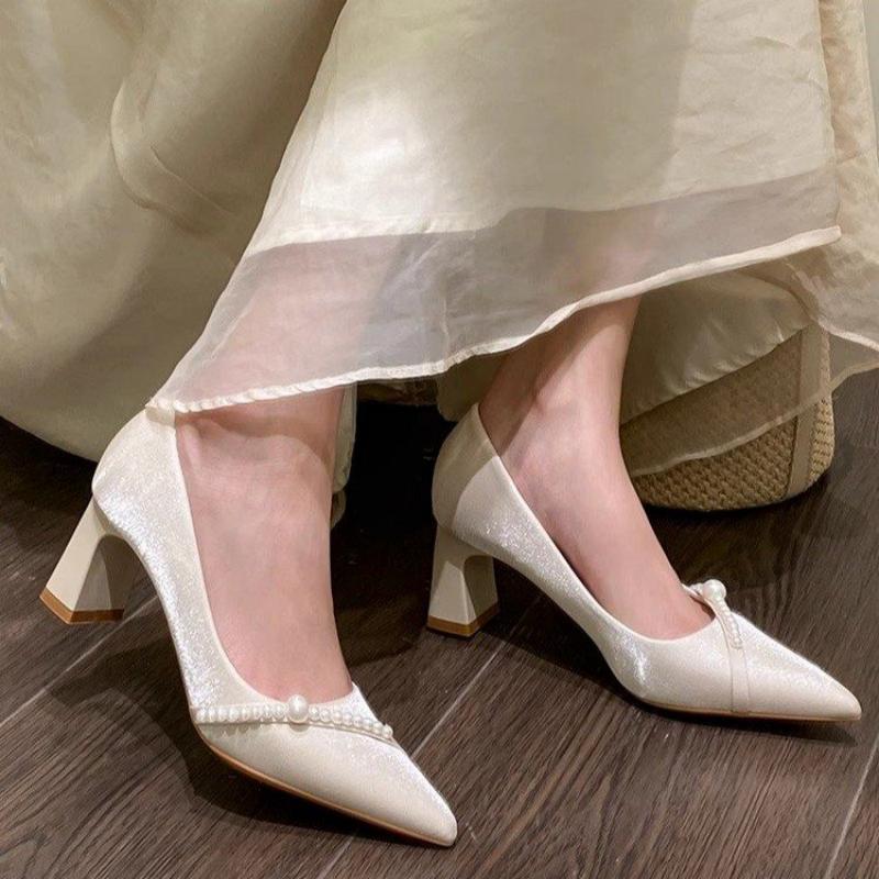 Men'S Fashion Formal - Elegant Pearl Embellished Pointed Toe Block