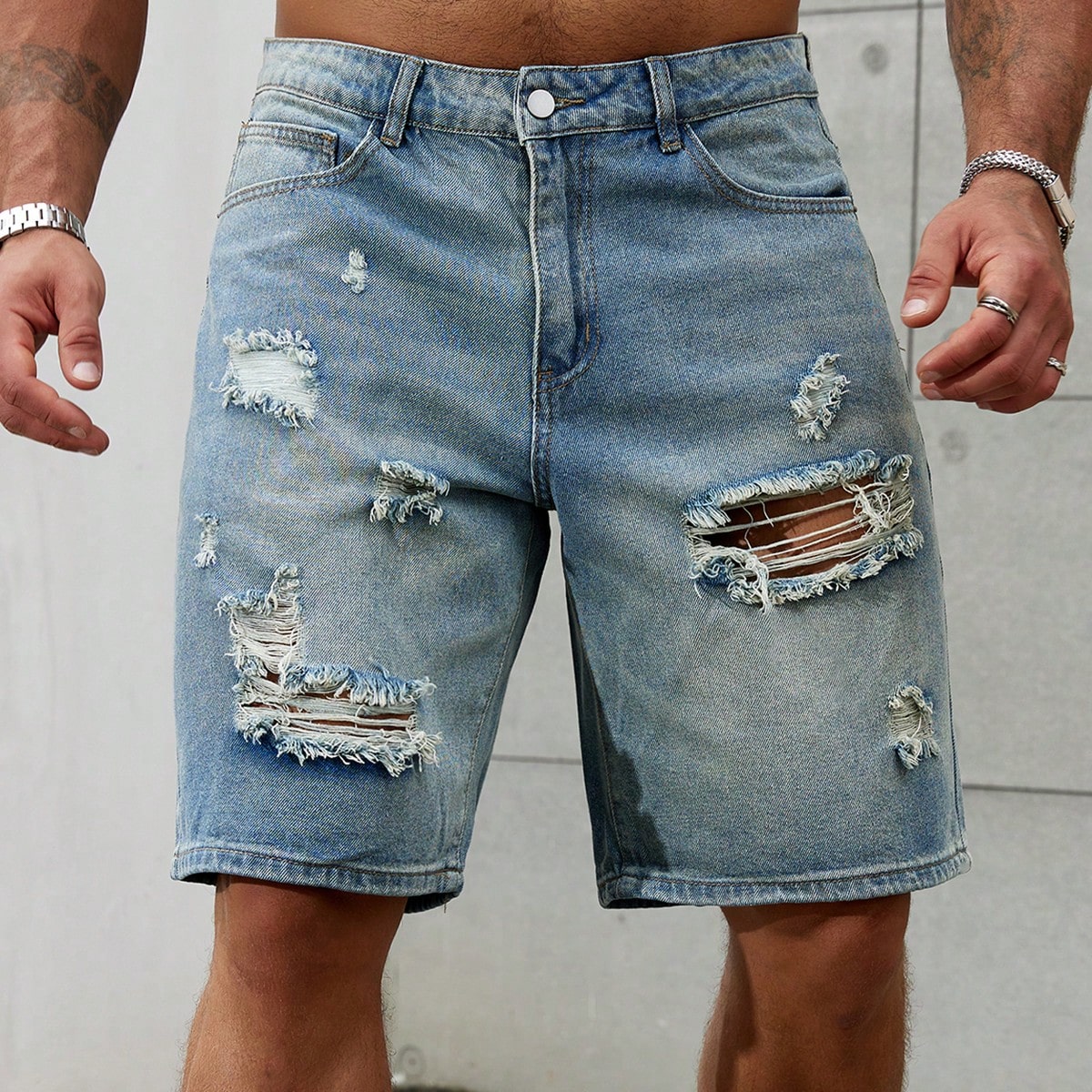Mens Fashion Denim - New Fashion Mens Ripped Short Jeans