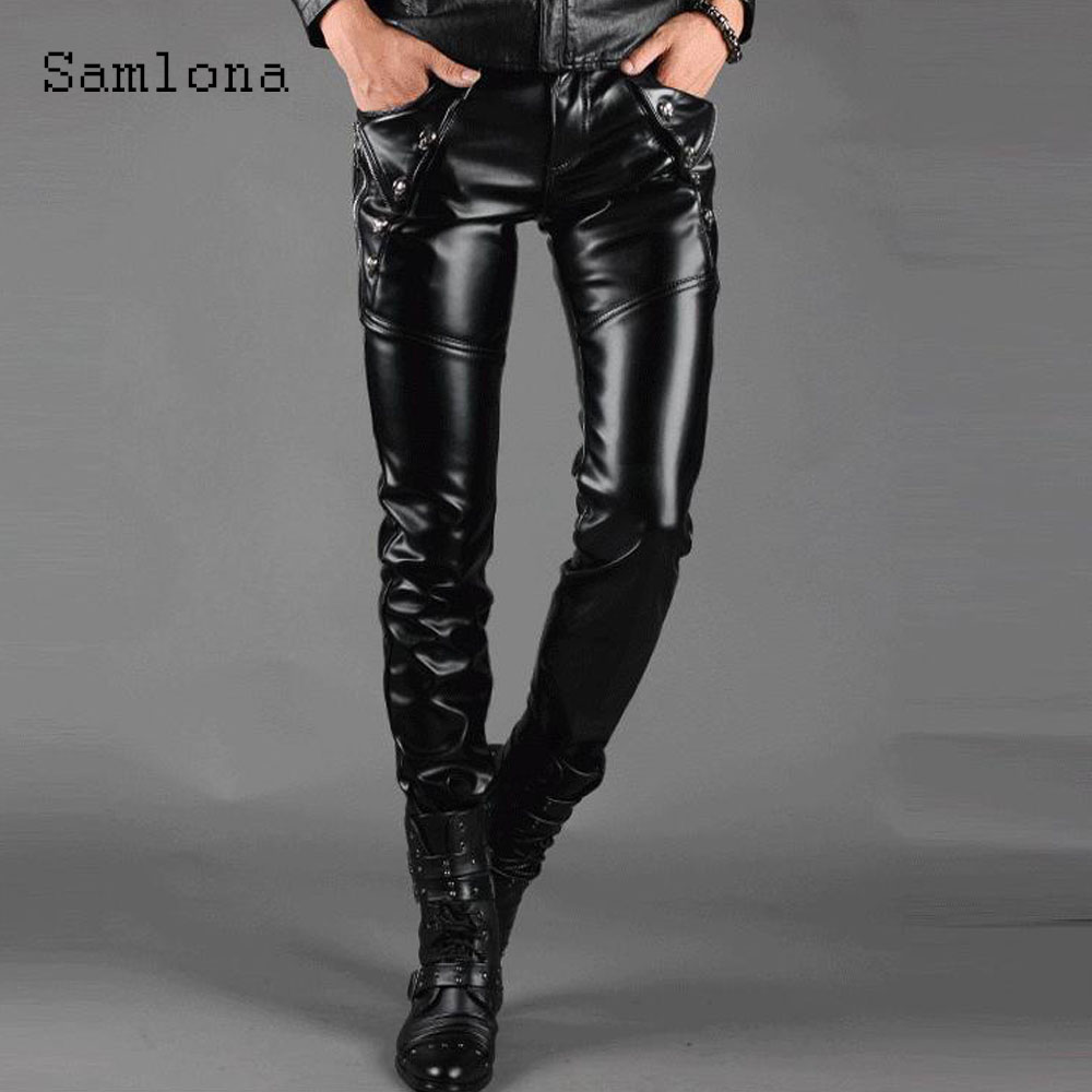 Men'S Fashion Pants 2025 - Sexy Grunge Pu Leather Pants Men