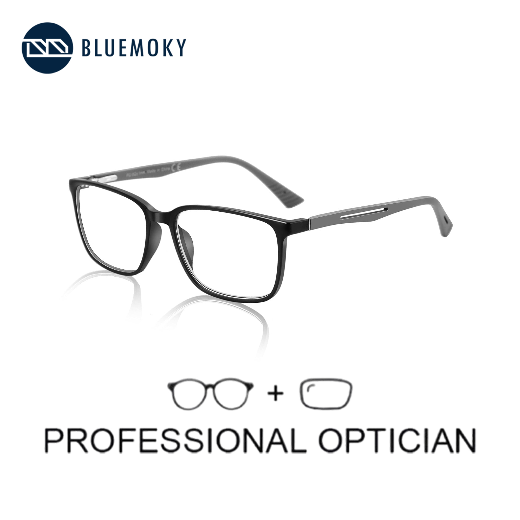 Mens Fashion Reading Glasses - BLUEMOKY Rectangle Prescription Eyeglasses For Men