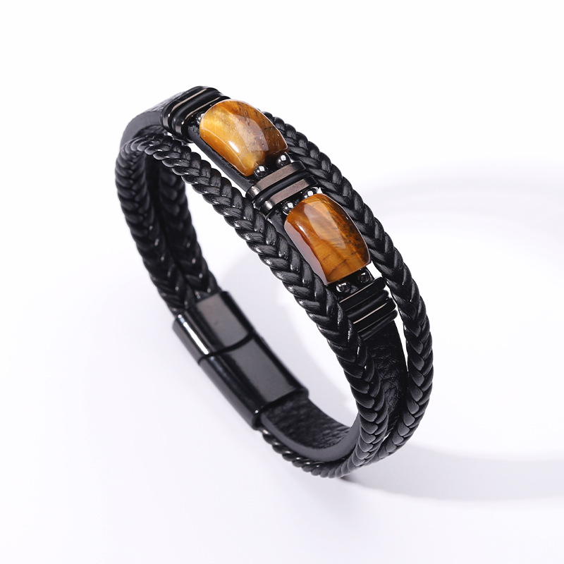 Men'S Fashion Lk - One European-style tiger's eye stone bracelet,