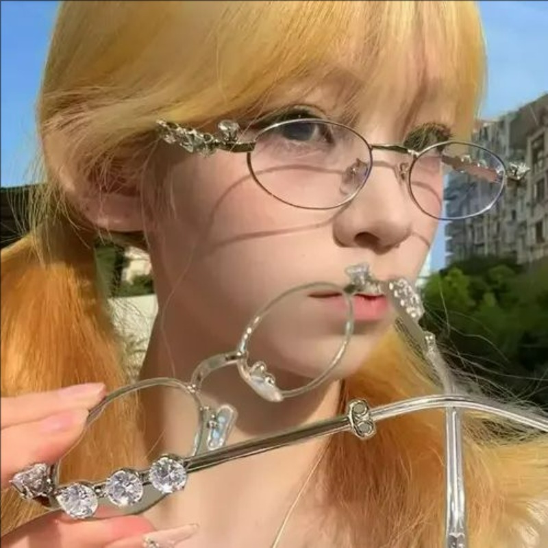 Mens Fashion Reading Glasses - Fashion Crystal Oval Glasses Frame for