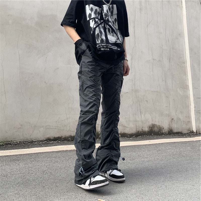 Men'S Fashion Trousers - Unisex High Street Flared Trousers Pleated