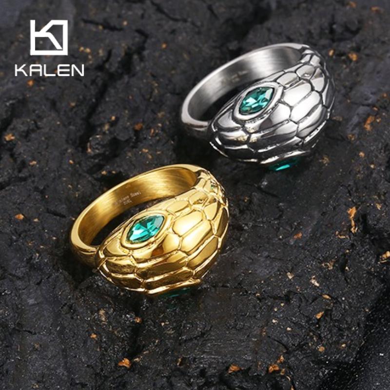 Men'S Fashion Lk - KALEN Stainless Steel Emerald Eyes Chunky