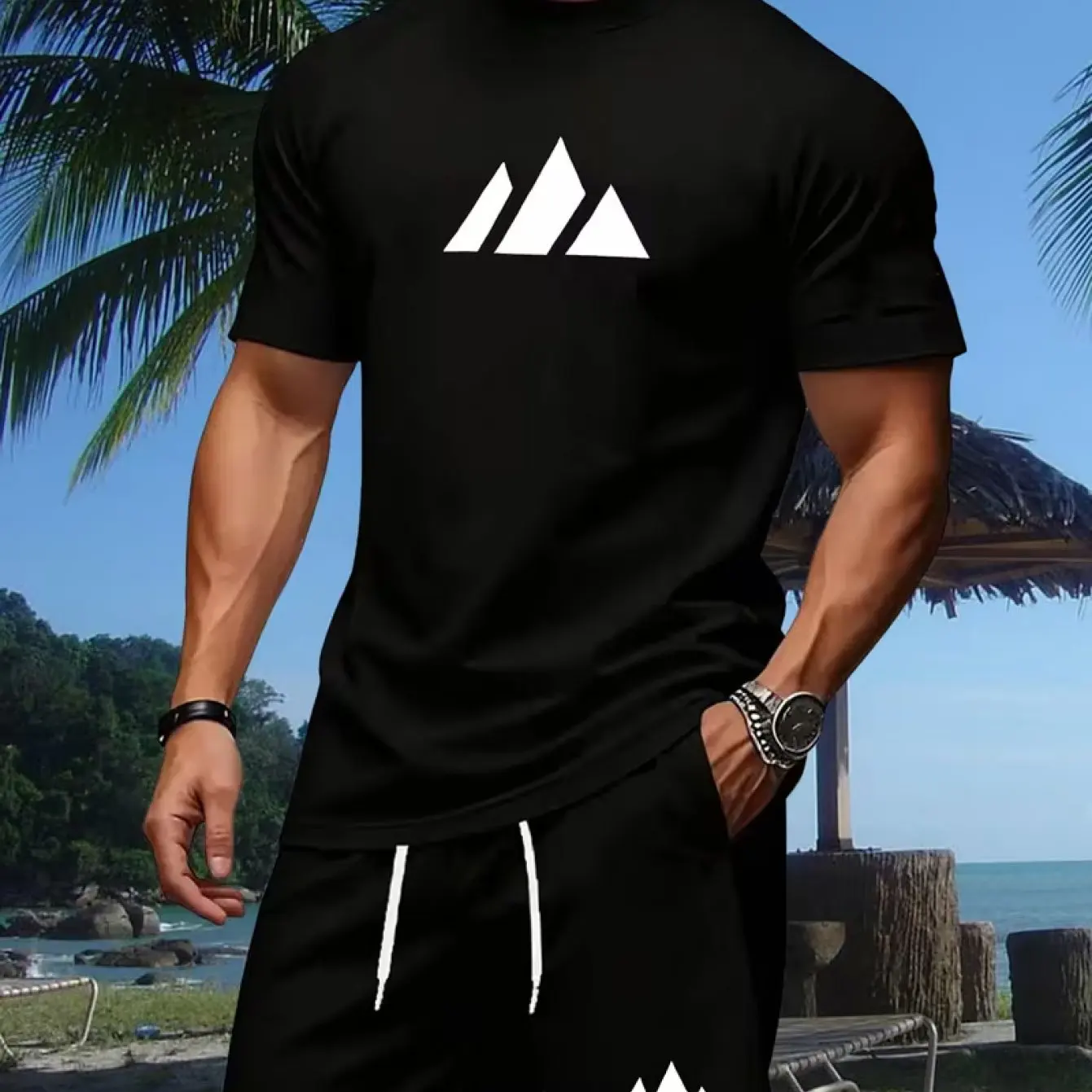 Mens Fashion Streetwear - Pattern Printed T-shirt Casual Fashion Short-sleeved