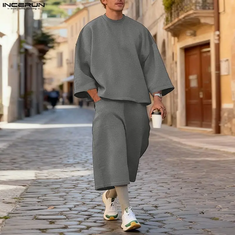 INCERUN Men Sets Solid Color B - đánh giá và giá Mens Fashion Streetwear