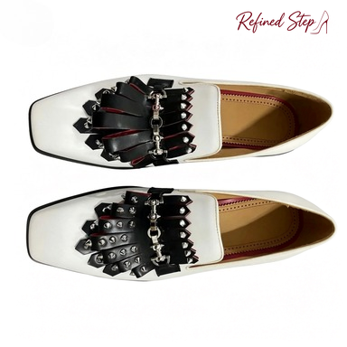 Metal Rivets Black Tassels Whi - đánh giá và giá Men'S Fashion Loafers Shoes