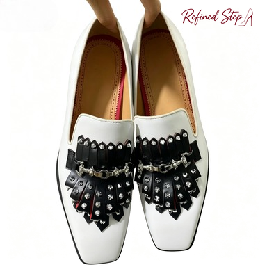 Metal Rivets Black Tassels Whi - đánh giá và giá Men'S Fashion Loafers Shoes