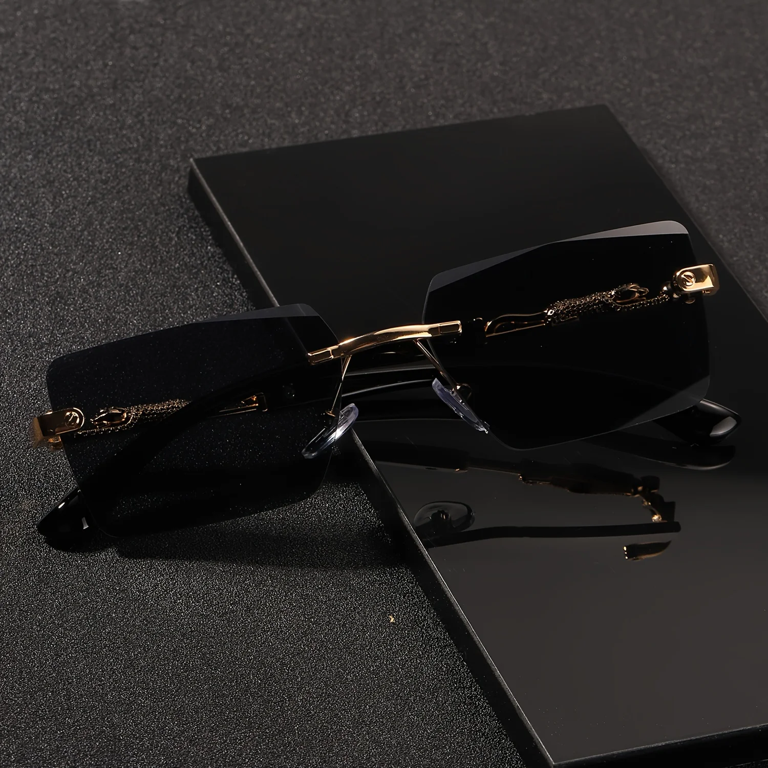1pc Rimless Sunglasses Rectang - đánh giá và giá Men'S Fashion Glasses