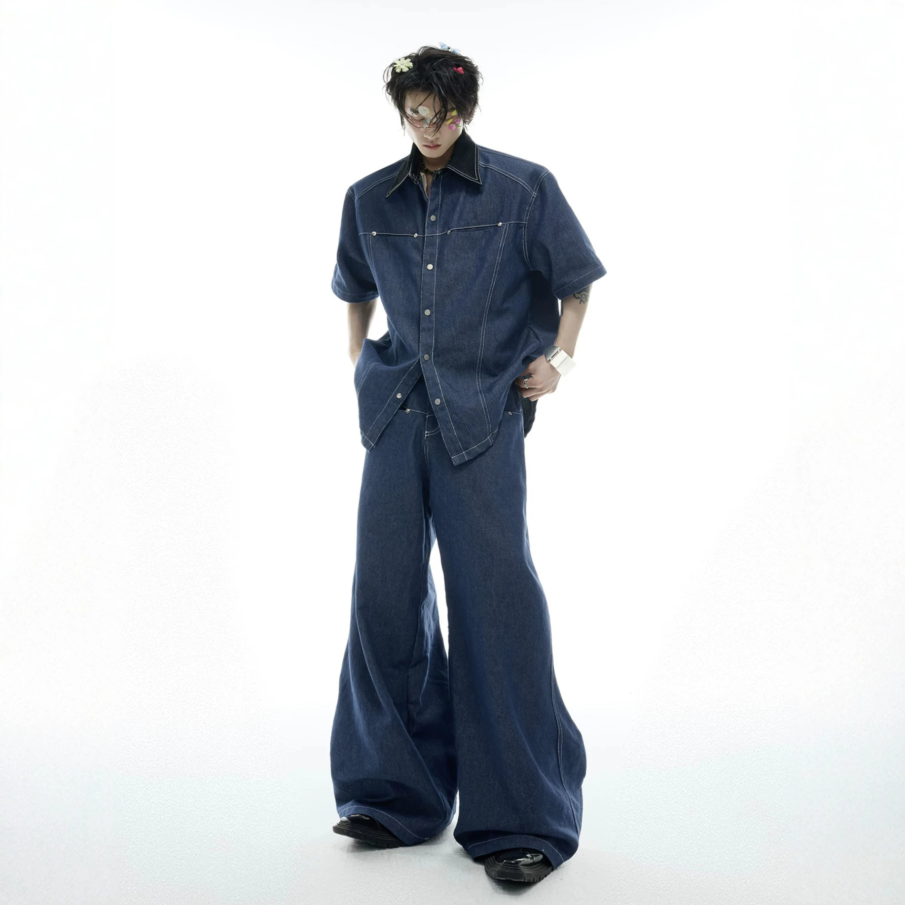 Summer Men's Denim Matching Se - đánh giá và giá Mens Fashion Denim