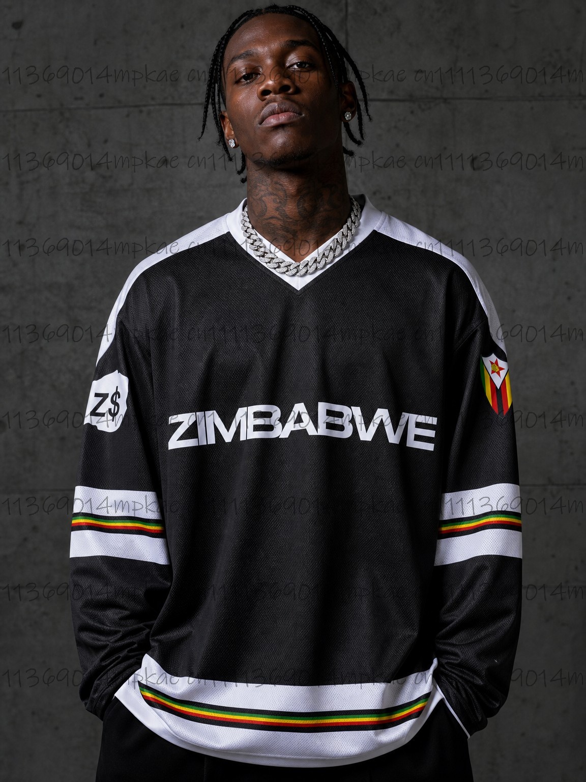 Men's Zimbabwe Printed V-Neck  - đánh giá và giá Mens Fashion Streetwear