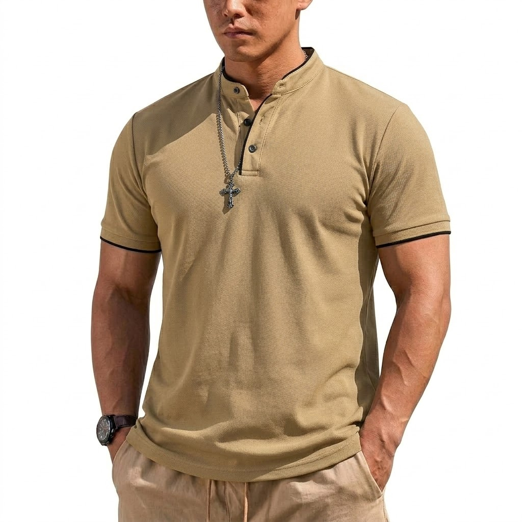 Summer Short Sleeve Henley Shi - đánh giá và giá Men Fashion Upper