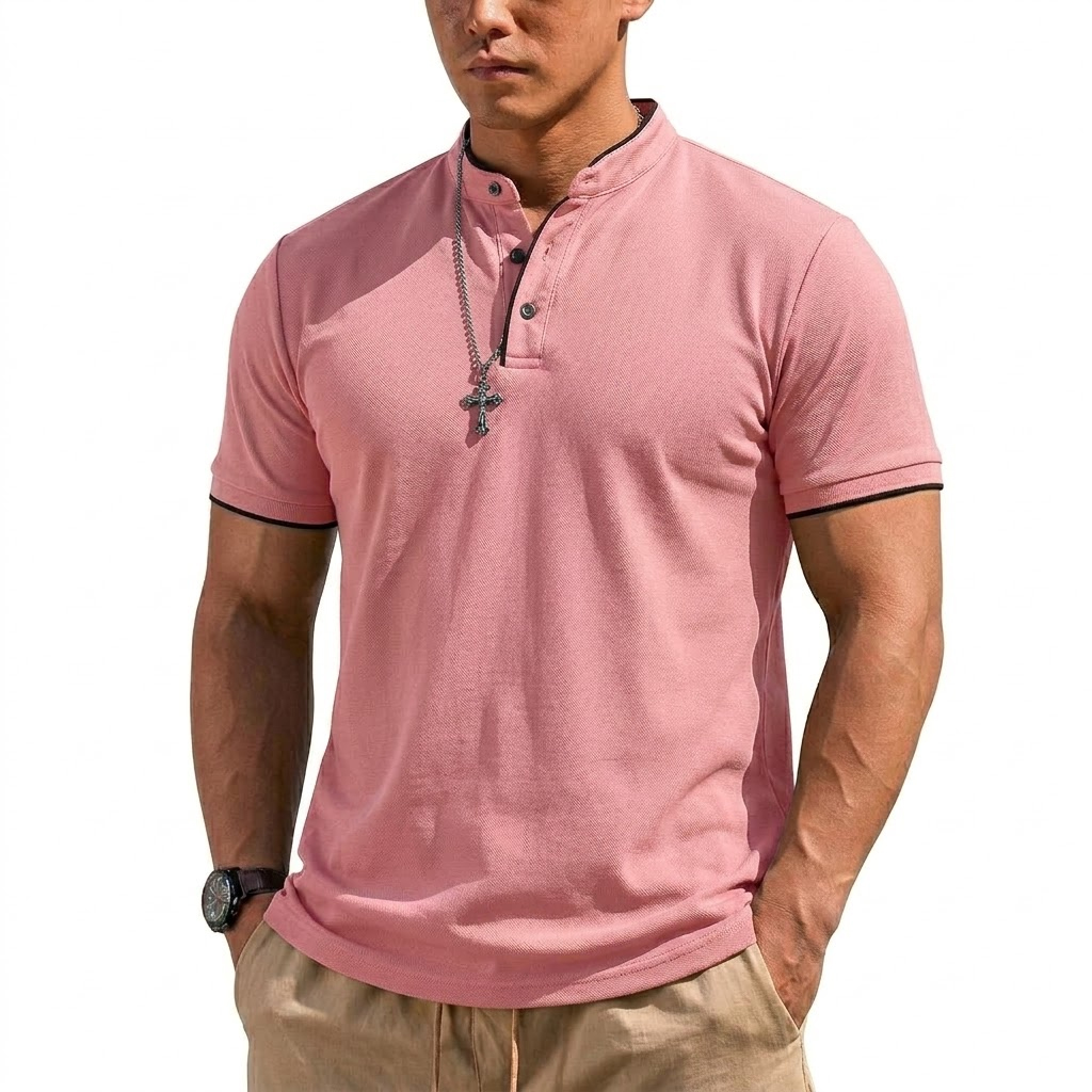 Summer Short Sleeve Henley Shi - đánh giá và giá Men Fashion Upper