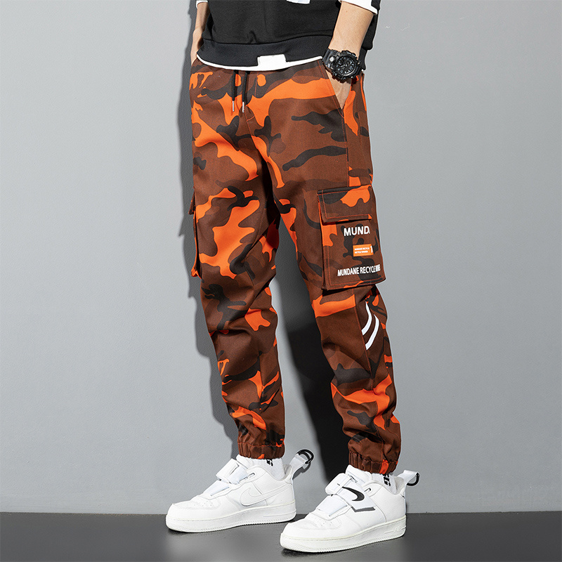 Orange Cargo Pants Men Hip Hop - đánh giá và giá Mens Fashion Camo Pants