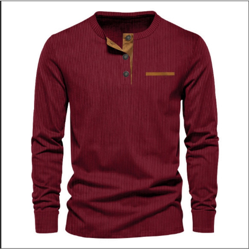 Men's Corduroy Henley Neck Lon - đánh giá và giá Men Fashion Upper