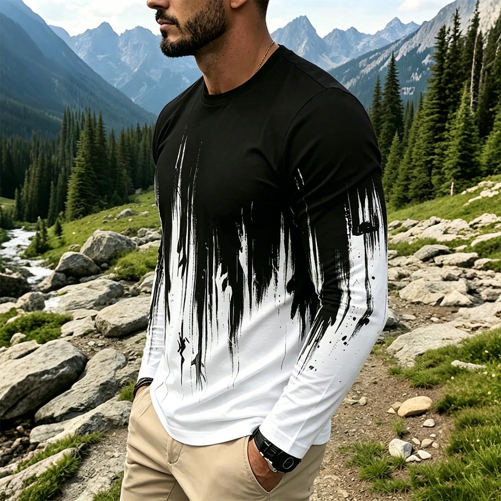 Men's Gradient Ink Splash Long - đánh giá và giá Mens Fashion Streetwear